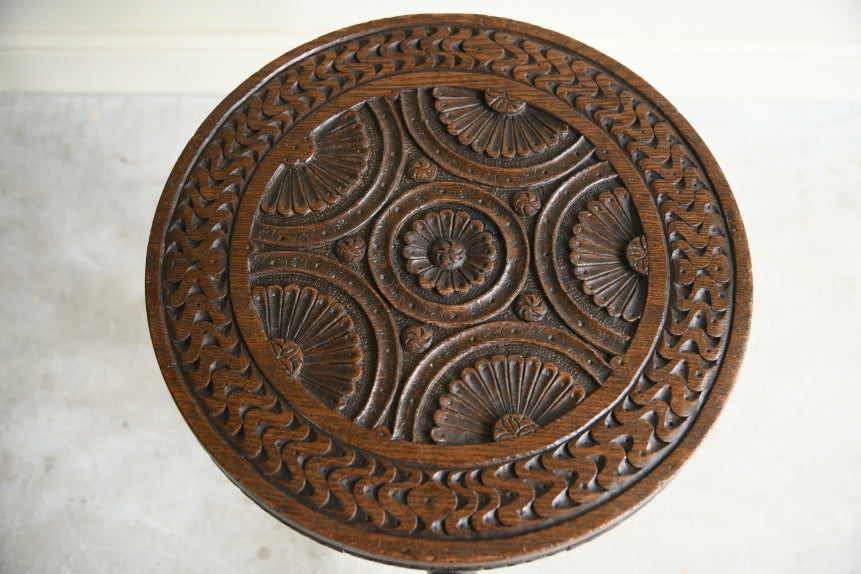 Antique Carved Oak Side Table