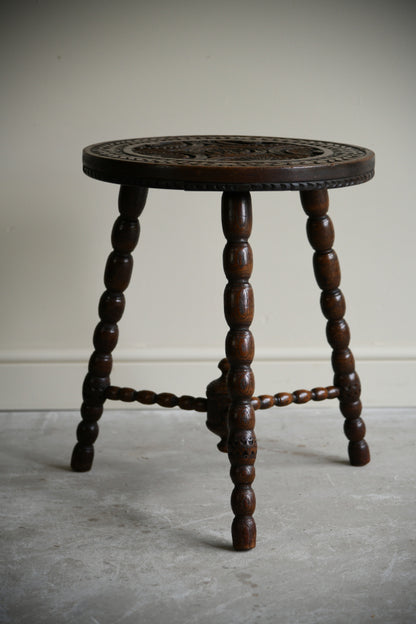 Antique Carved Oak Side Table