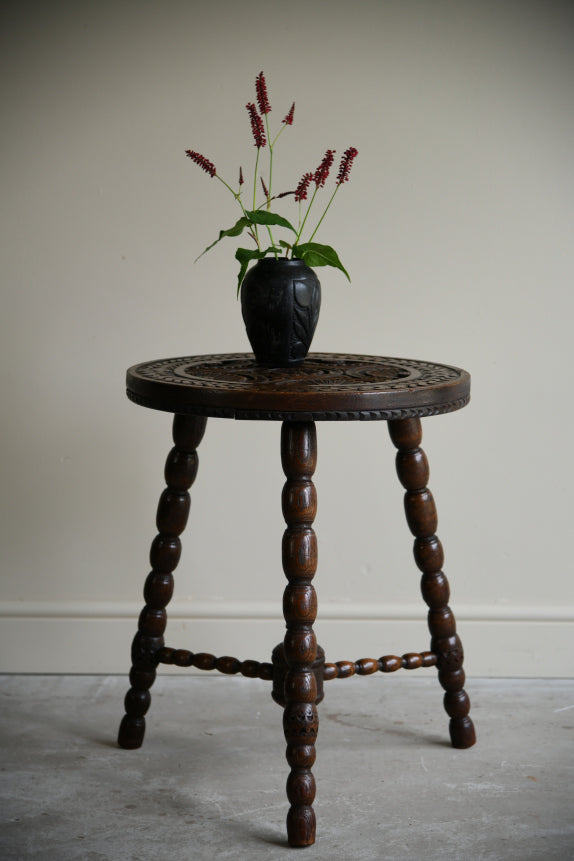 Antique Carved Oak Side Table