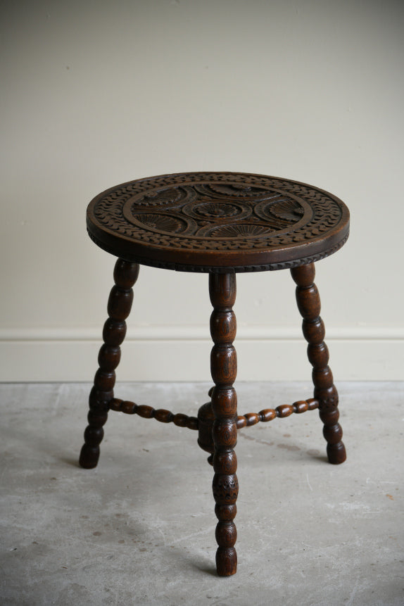 Antique Carved Oak Side Table