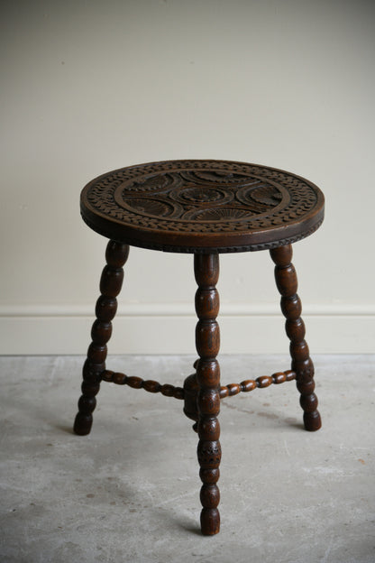 Antique Carved Oak Side Table