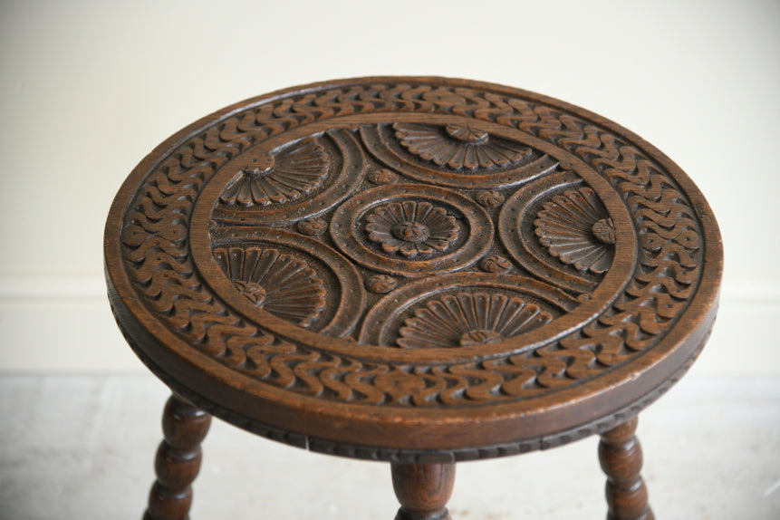 Antique Carved Oak Side Table