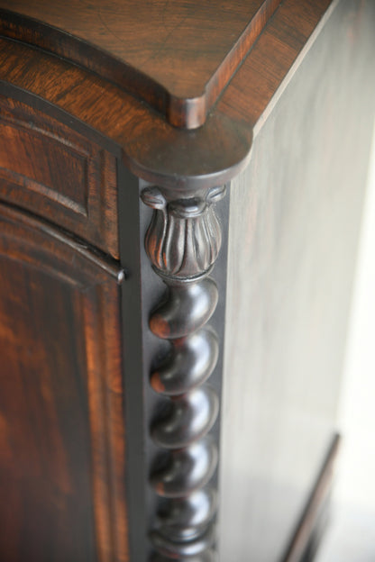 Antique Continental Serpentine Rosewood Cupboard