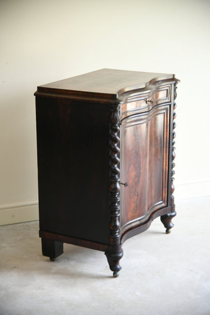 Antique Continental Serpentine Rosewood Cupboard