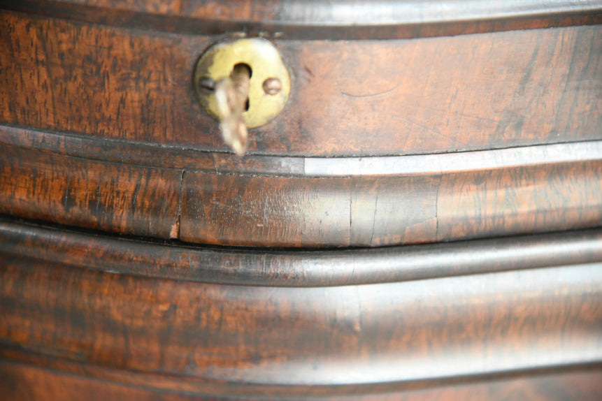 Antique Continental Serpentine Rosewood Cupboard