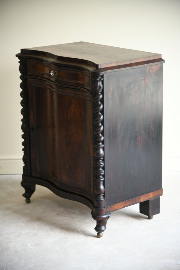 Antique Continental Serpentine Rosewood Cupboard