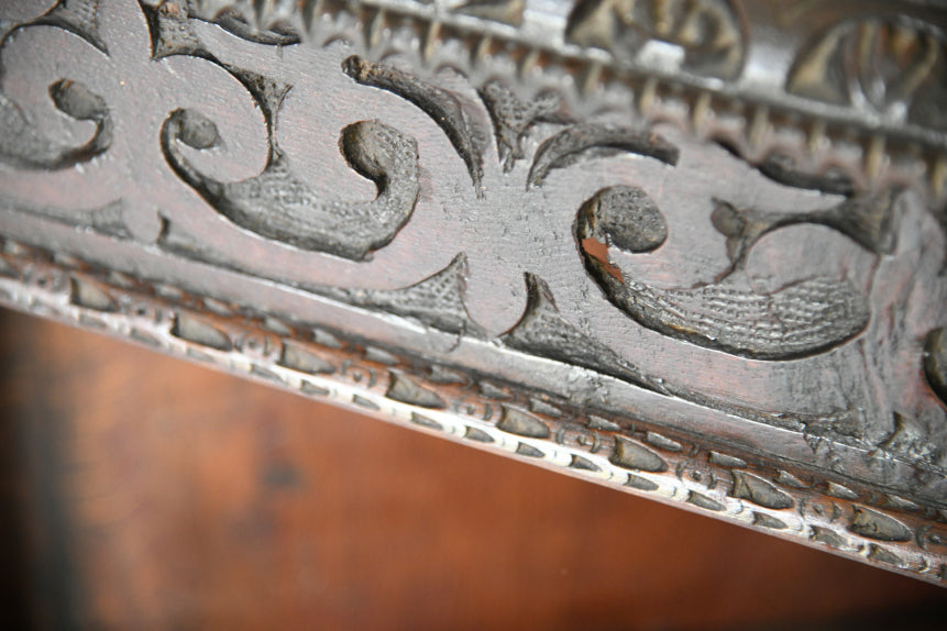 Antique Dark Oak Carved Credence Cupboard