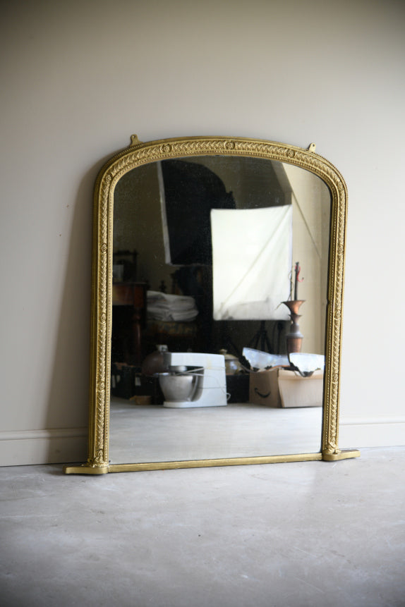 Large Antique Arched Overmantle Mirror