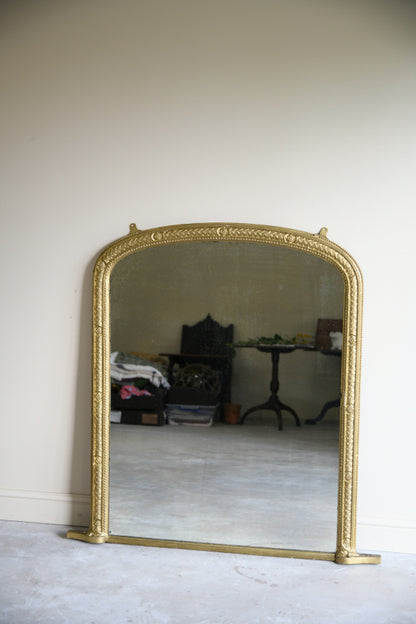 Large Antique Arched Overmantle Mirror