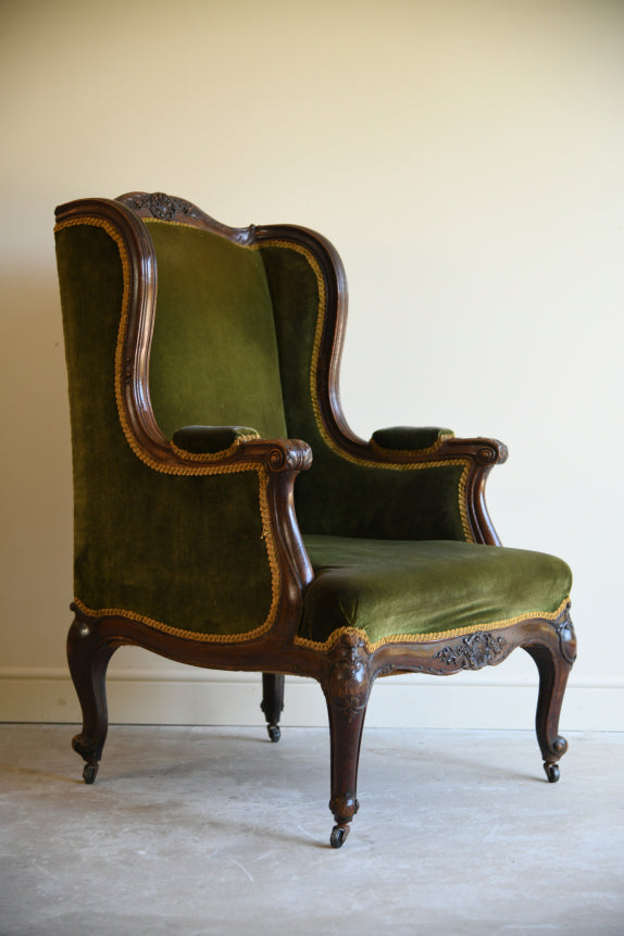 Antique Oak Upholstered Armchair