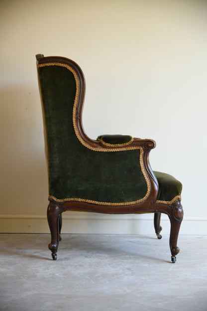 Antique Oak Upholstered Armchair