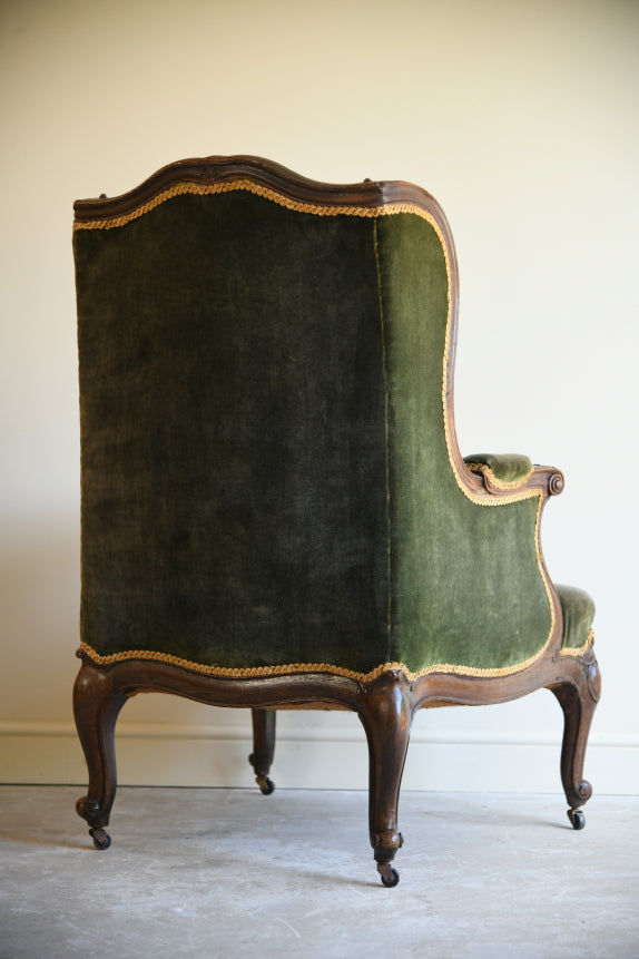 Antique Oak Upholstered Armchair