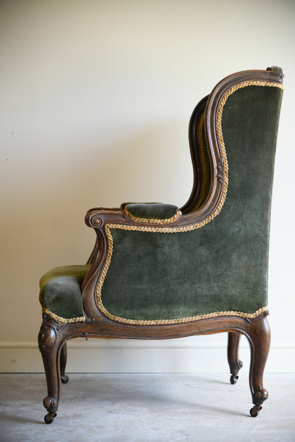 Antique Oak Upholstered Armchair