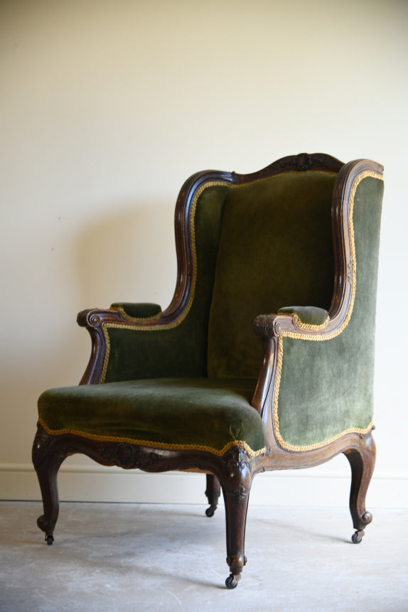 Antique Oak Upholstered Armchair