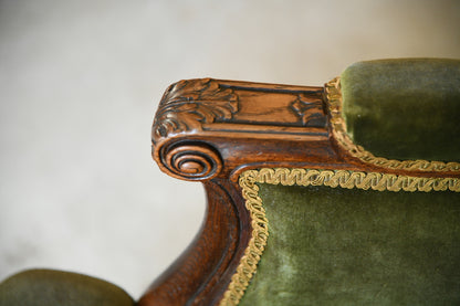 Antique Oak Upholstered Armchair