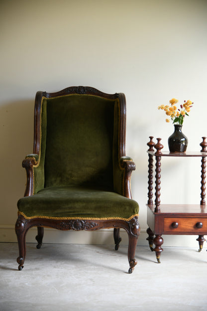 Antique Oak Upholstered Armchair