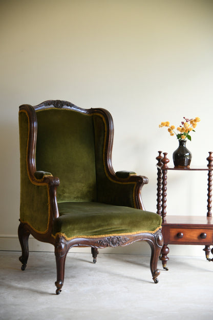 Antique Oak Upholstered Armchair