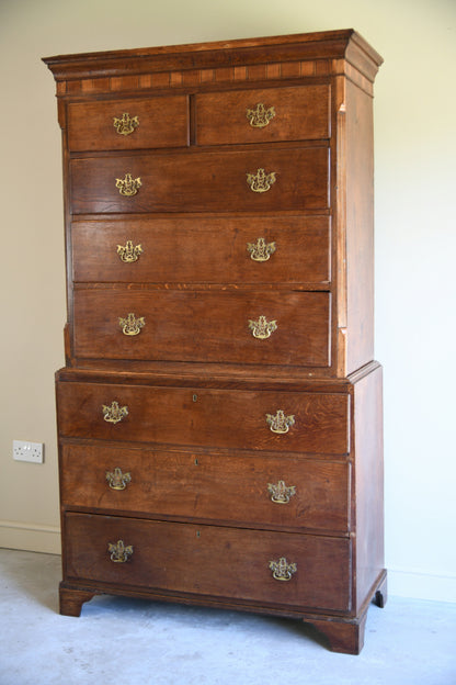 Antique Oak Georgian Chest on Chest