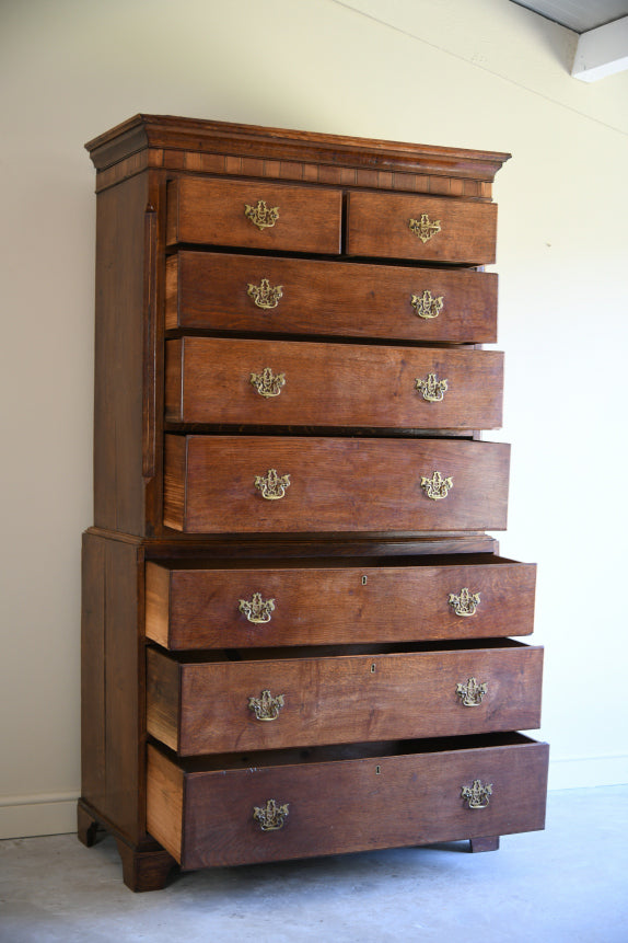 Antique Oak Georgian Chest on Chest