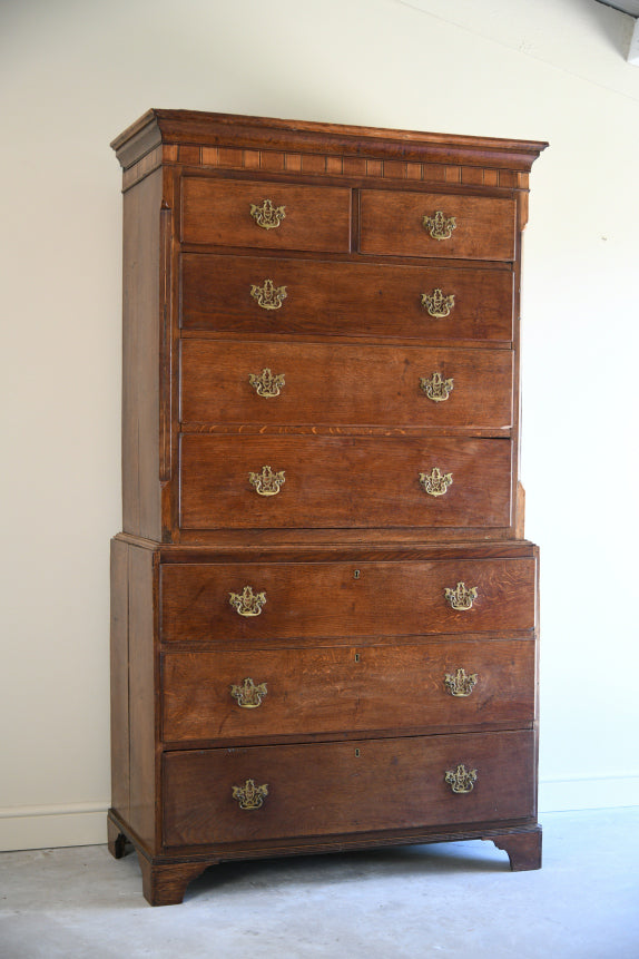 Antique Oak Georgian Chest on Chest