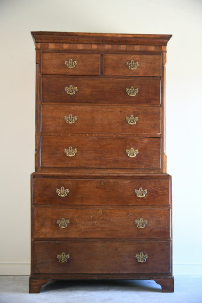 Antique Oak Georgian Chest on Chest