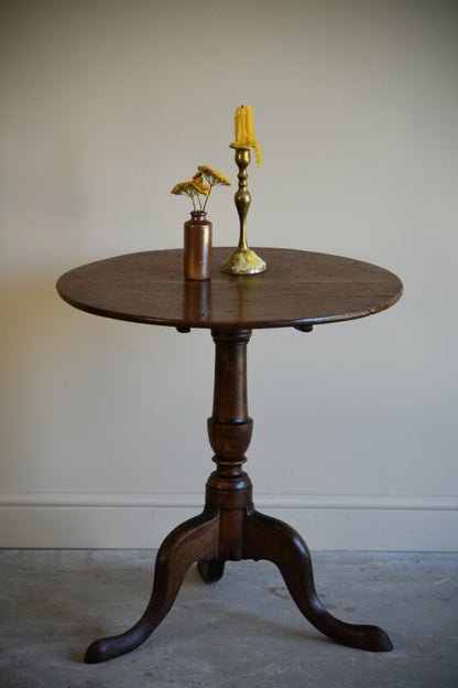 Antique Burr Oak Tilt Top Occasional Table