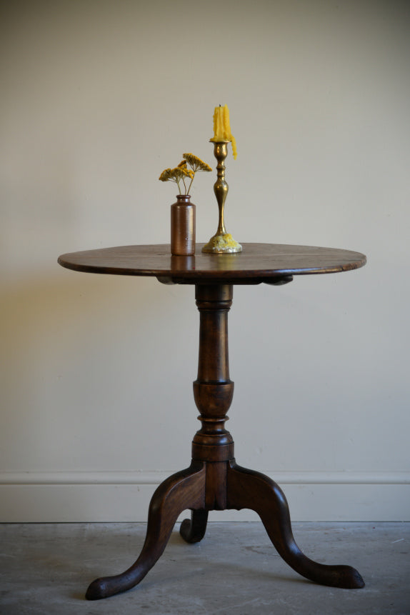 Antique Burr Oak Tilt Top Occasional Table