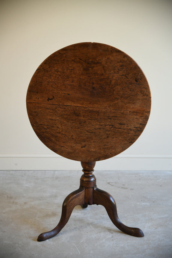 Antique Burr Oak Tilt Top Occasional Table