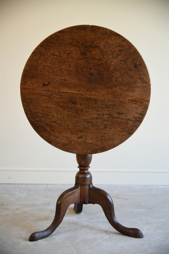 Antique Burr Oak Tilt Top Occasional Table