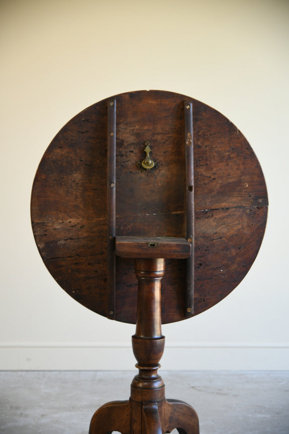 Antique Burr Oak Tilt Top Occasional Table