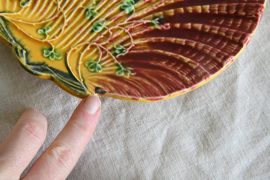 Set 4 Antique Majolica Shell Plates