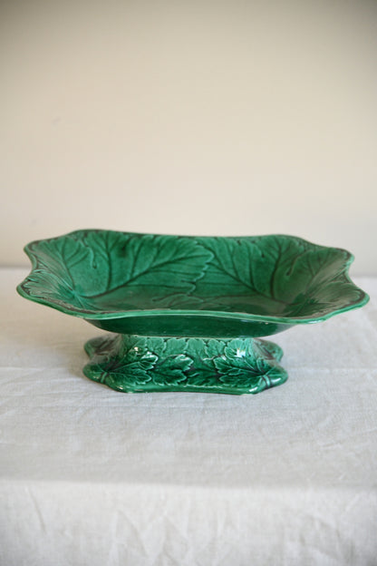 Wedgwood Green Leaf Majolica Serving Dish