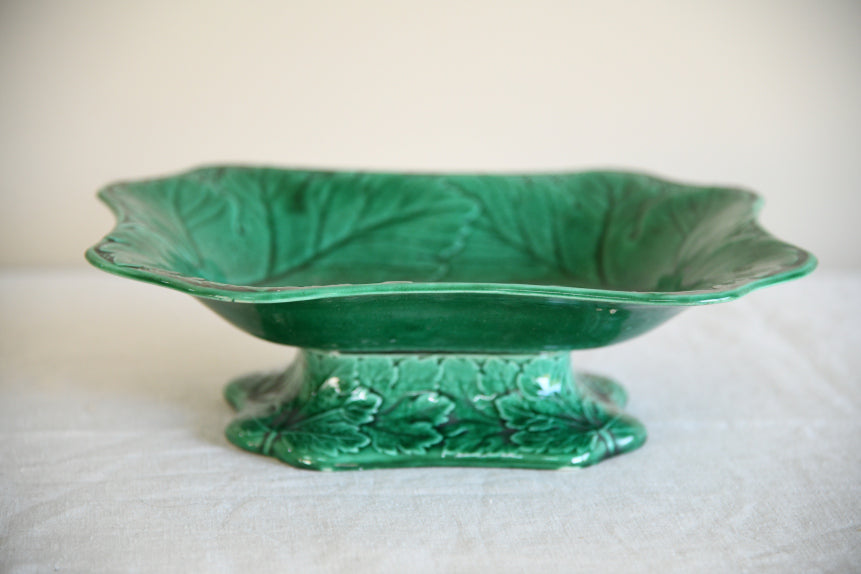 Wedgwood Green Leaf Majolica Serving Dish