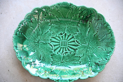 Pair Wedgwood Green Majolica Serving Plates