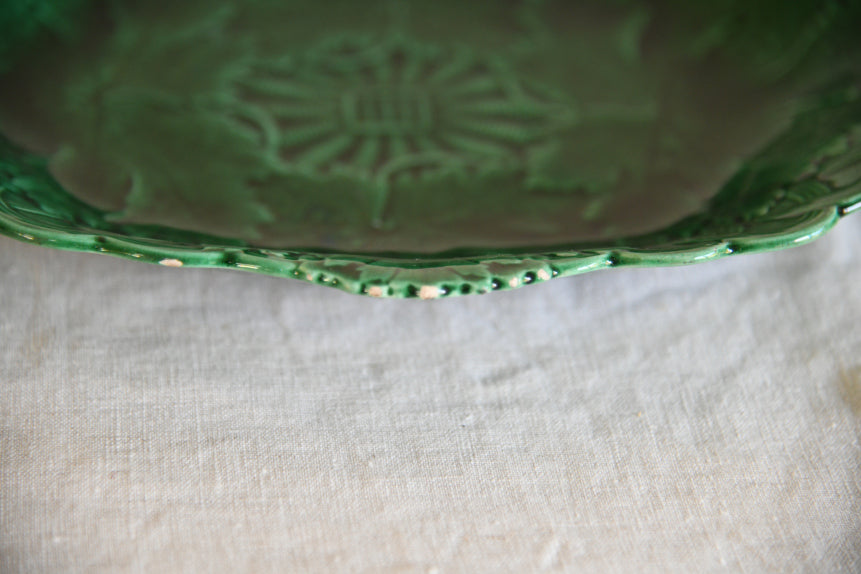 Pair Wedgwood Green Majolica Serving Plates