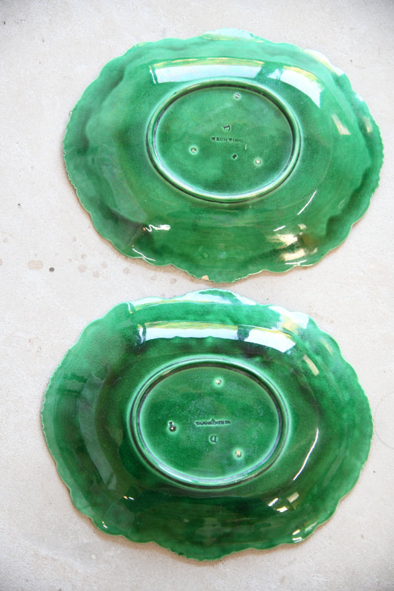 Pair Wedgwood Green Majolica Serving Plates