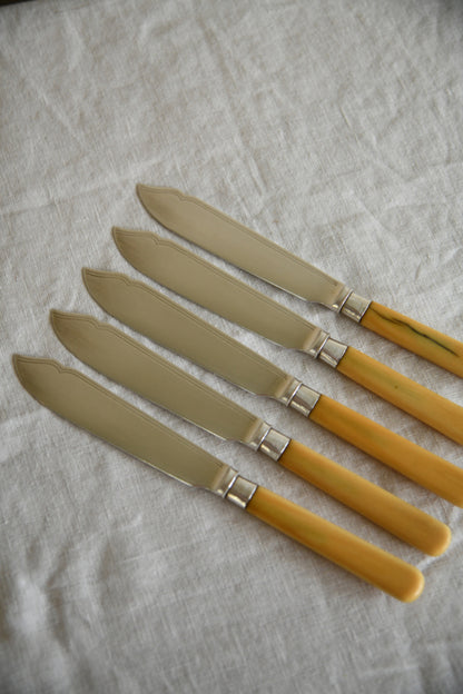 5 Vintage Faux Bone Fish Knives