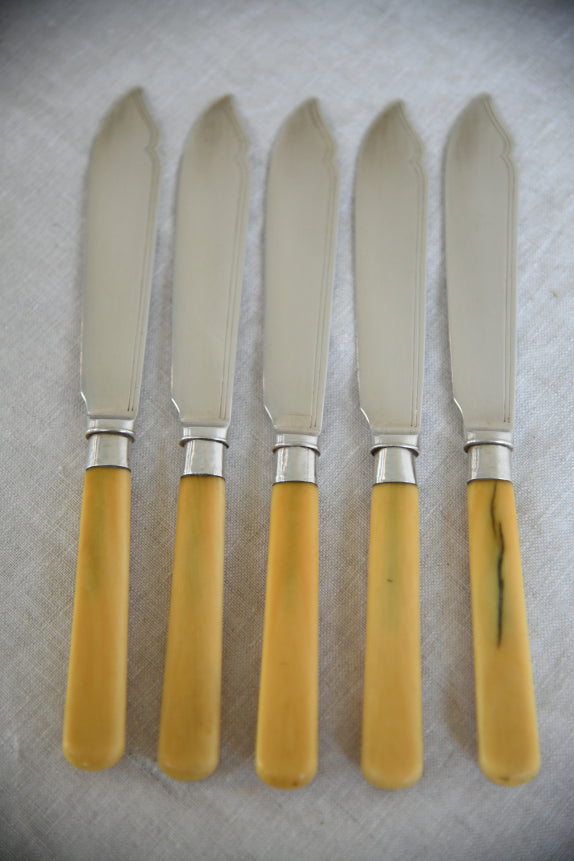 5 Vintage Faux Bone Fish Knives