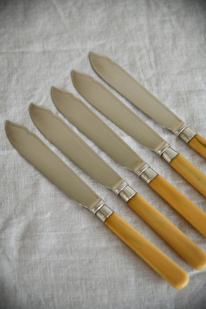 5 Vintage Faux Bone Fish Knives