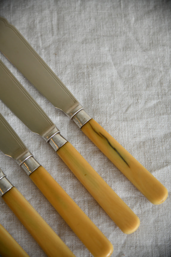 5 Vintage Faux Bone Fish Knives