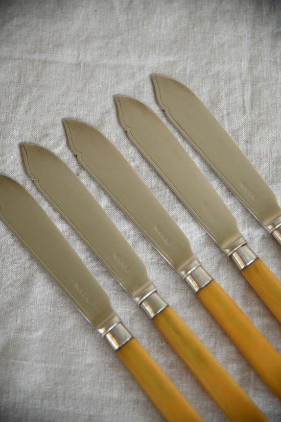 5 Vintage Faux Bone Fish Knives