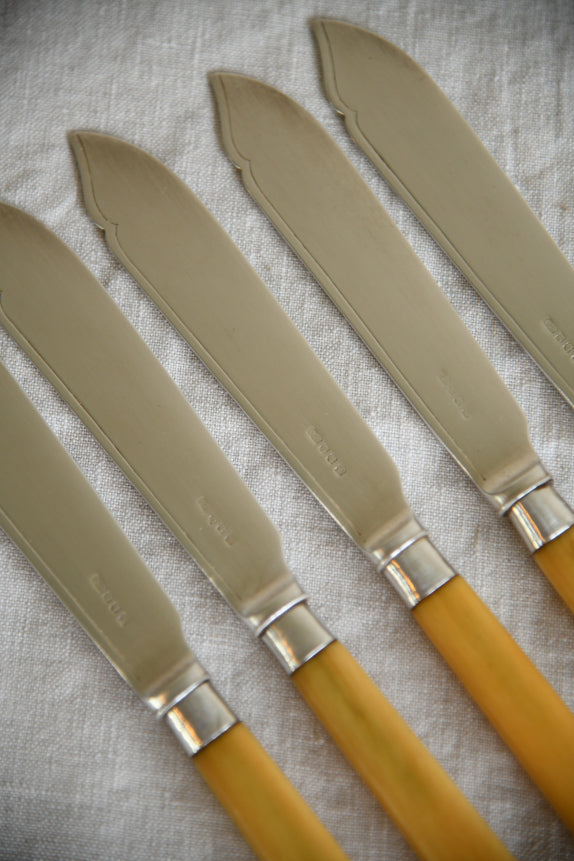 5 Vintage Faux Bone Fish Knives