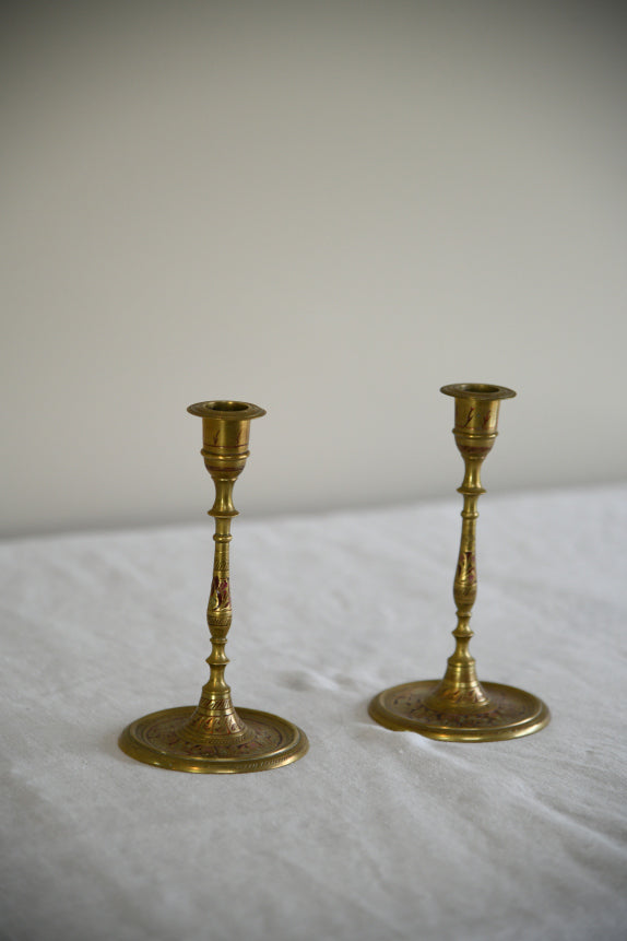 Vintage Brass Indian Candlesticks