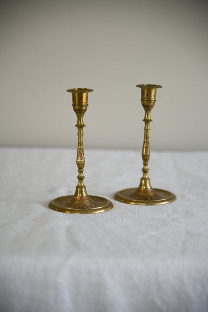 Vintage Brass Indian Candlesticks