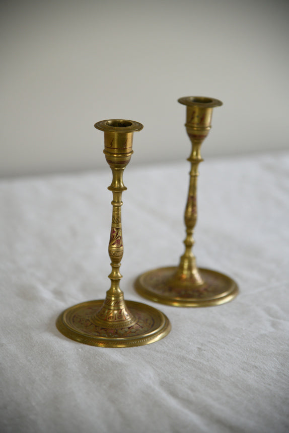 Vintage Brass Indian Candlesticks