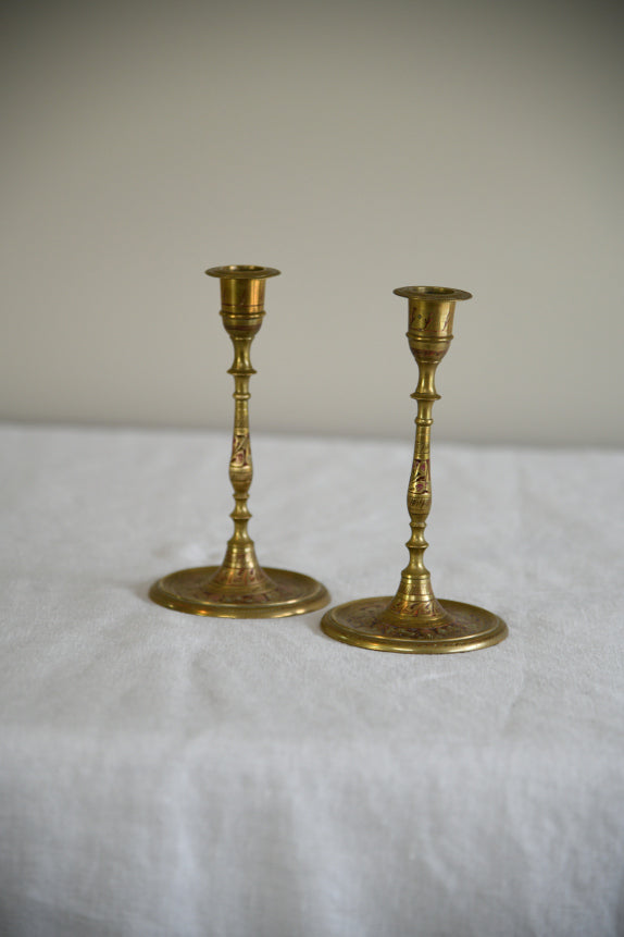 Vintage Brass Indian Candlesticks