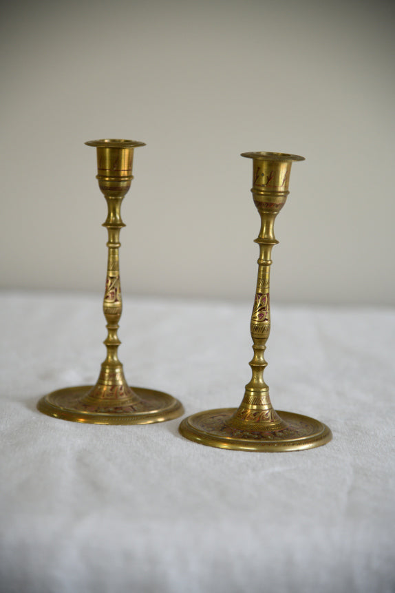 Vintage Brass Indian Candlesticks