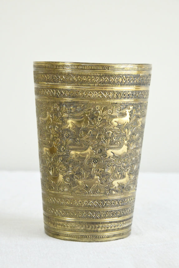 Indian Brass Beaker & Small Bowl