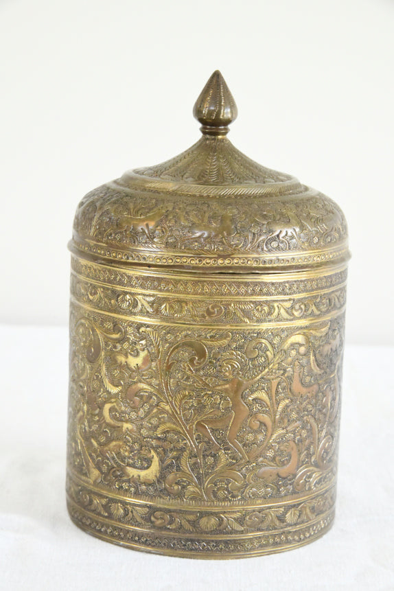 Decorative Indian Brass Covered Pot