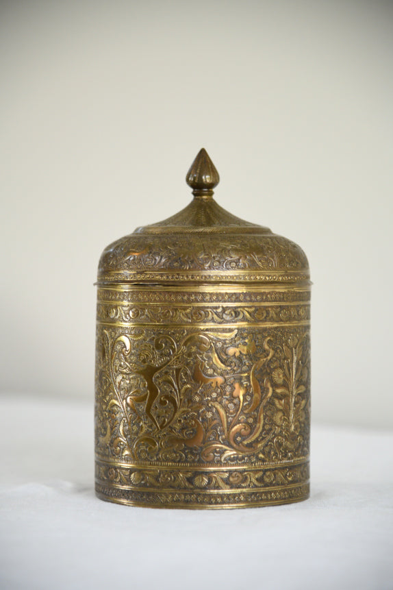 Decorative Indian Brass Covered Pot